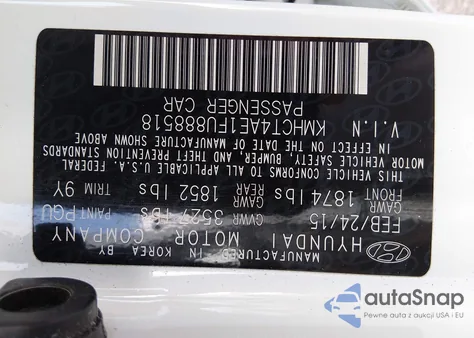 2015 Hyundai Accent Gls z USA, uszkodzony, nr VIN KMHCT4AE1FU888518